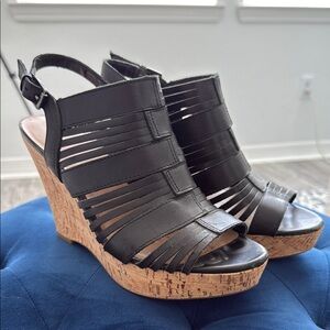 Black Wedge Sandals